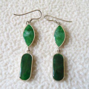 Sterling Green Jade Earrings